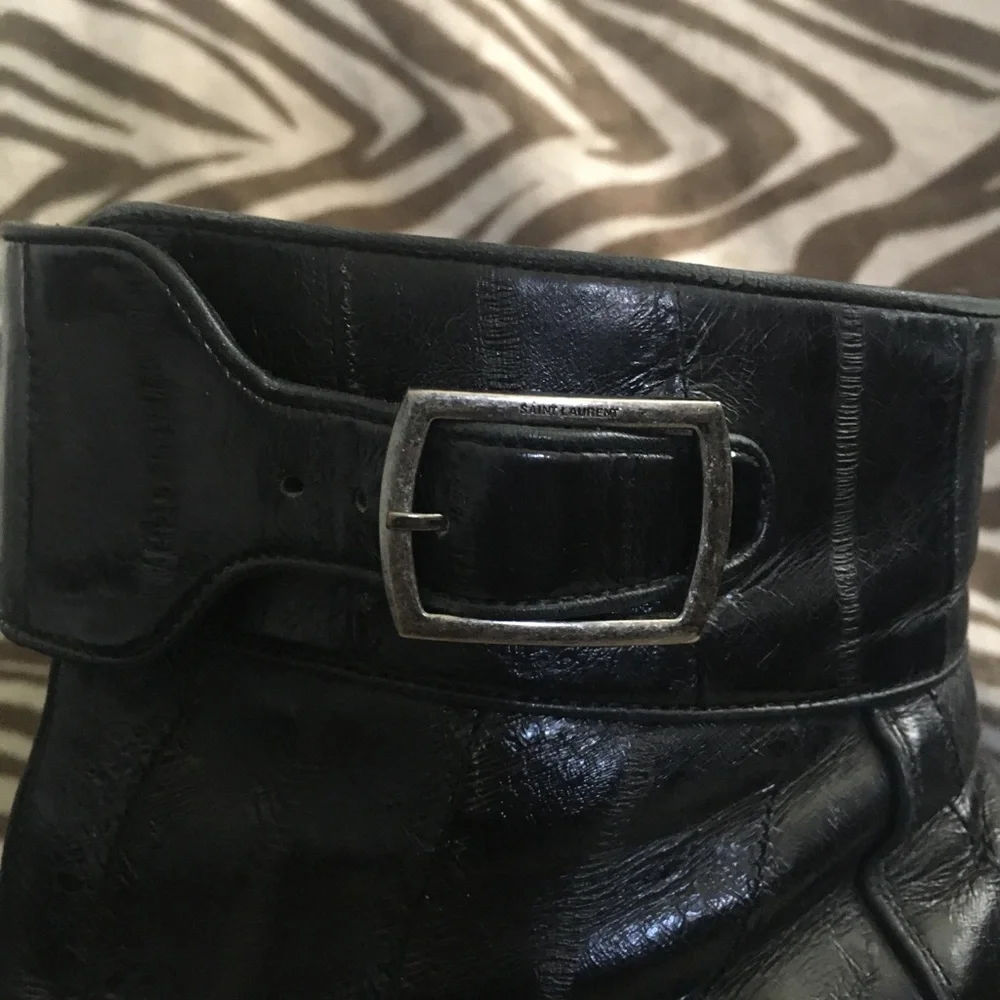 SAINT LAURENT Miles 30 Zip Eel Skin Boots - Picture 7 of 10